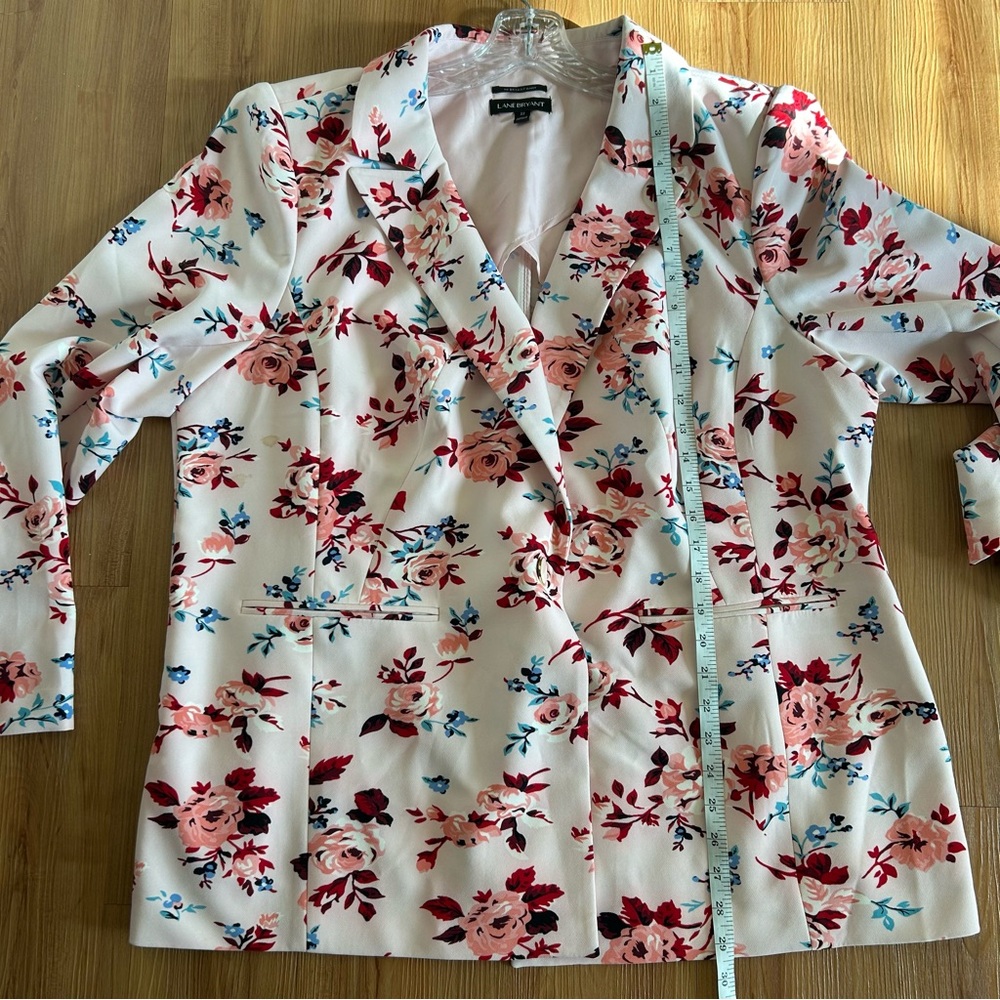 Lane Bryant Pink Floral Open-Front Blazer - Picture 7 of 9